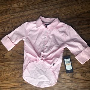 Toddler girls tie-front button down shirt